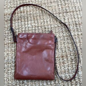 MARGOT Brown Leather Crossbody Shoulder Bag Adjustable Strap 10x9 Purse